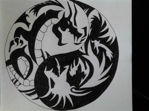 Dragon Yin Yang · A Drawing · Drawing On Cut Out Keep