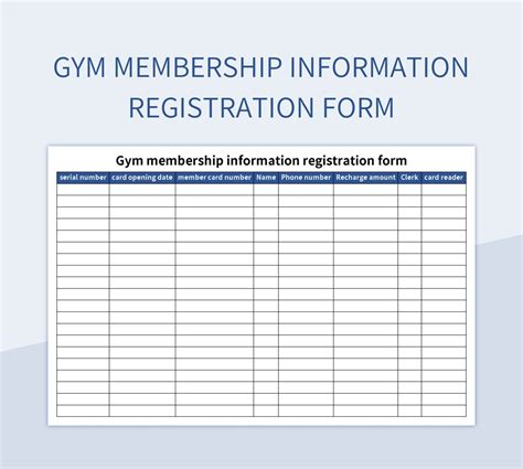 Gym Membership Information Registration Form Excel Template And Google Sheets File For Free