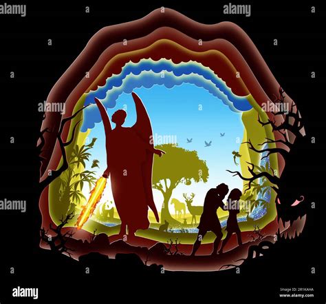 Adam And Eve In The Garden Of Eden Banished From The Garden Paper Art