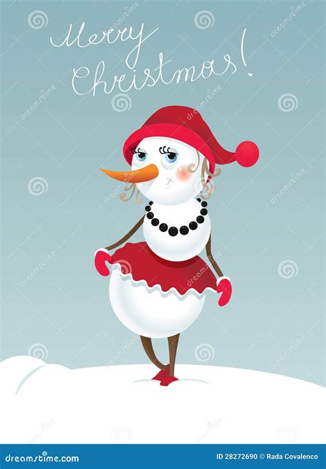 Christmas Snowman Girl Stock Vector Illustration Of Background 28272690