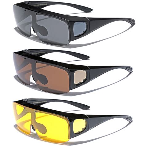 Unisex Accessories Wrap Around Fit Over Prescription Rx Eye Glasses Large Sunglasses Lens Covers