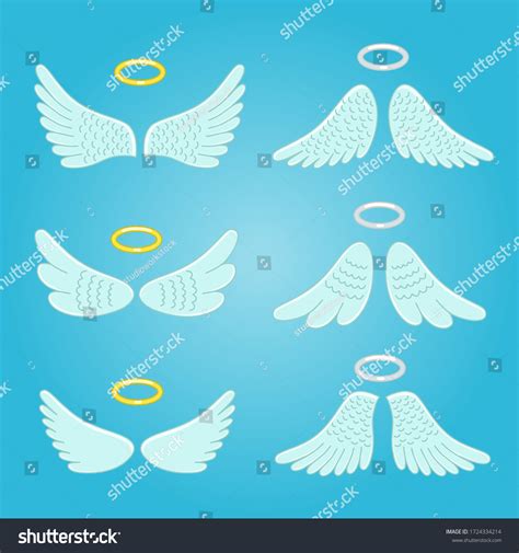Wings Nimbus Feather Angel Wings Halo Stock Vector Royalty Free