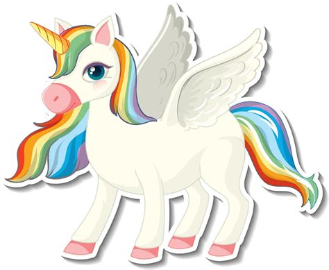 Cute Unicorn Stickers With A Rainbow Pegasus Cartoon Character 3244298