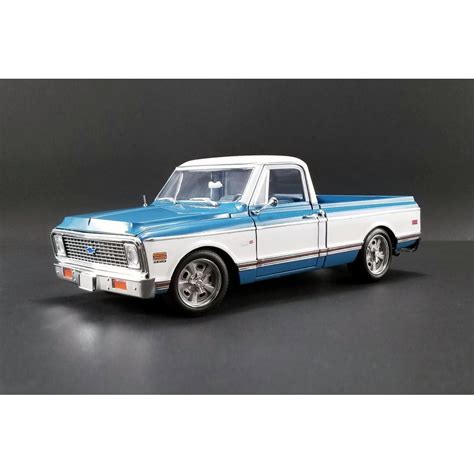 1971 Chevy C10 Custom Pickup Truck Blue With White Acme 1807209 1