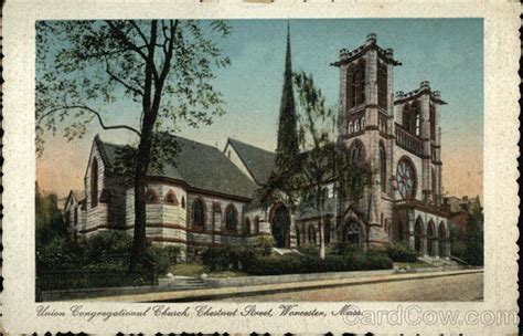 Union Congregational Church Chestnut Street Worcester Ma Postcard