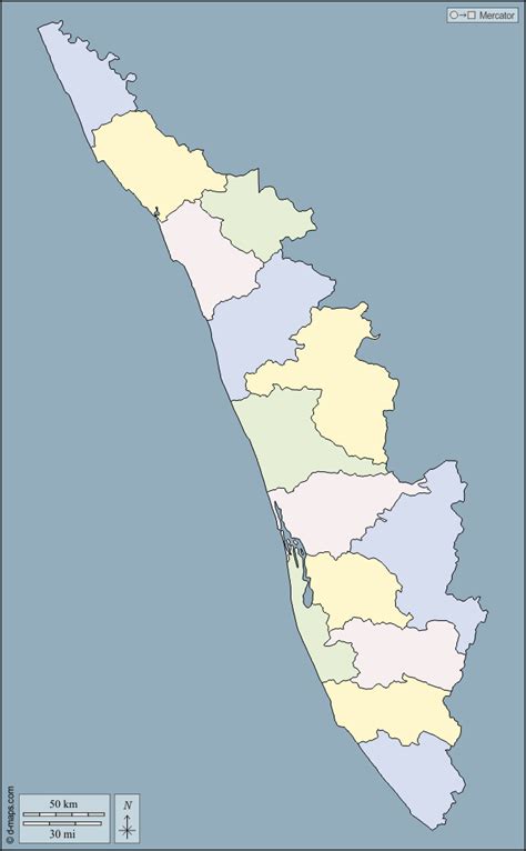 Kerala Free Map Free Blank Map Free Outline Map Free Base Map Outline Districts Color