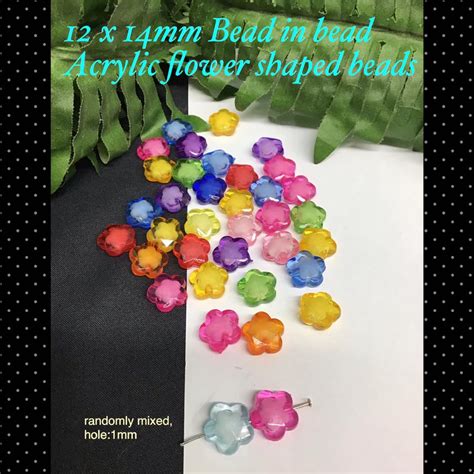 12x14mm Bead In Bead Acrylic Flower Shaped Beads Est 50pcs