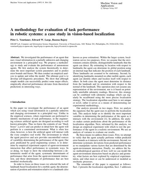 Pdf A Methodology For Evaluation Of Task Performance In Robotic