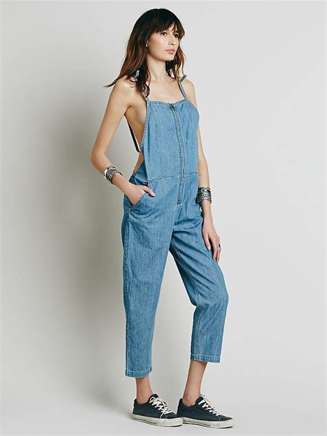 Lyst Free People Shapeless Chambray One Piece In Blue