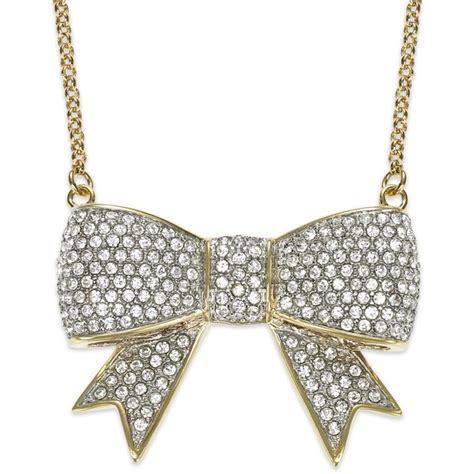 Juicy Couture Necklace Gold Tone Pave Glass Bow Pendant Nec Polyvore