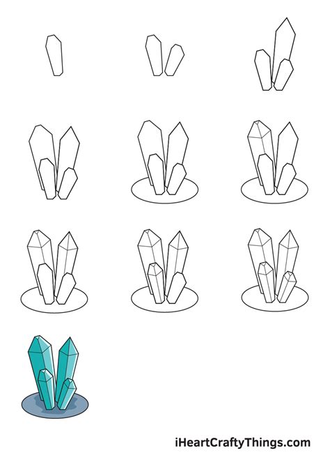 Crystals Drawing How To Draw Crystals Step By Step