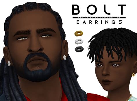 The Black Simmer Bolt Earrings And Studded Studs By Onyx Sims