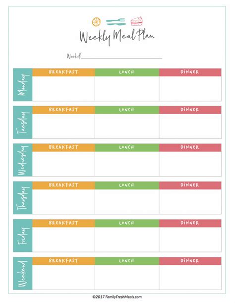 Free Printable Weekly Meal Planner Template Printable Templates Hot
