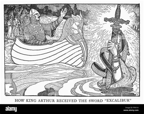 King Arthur And Excalibur Nking Arthur Receiving The Sword Excalibur