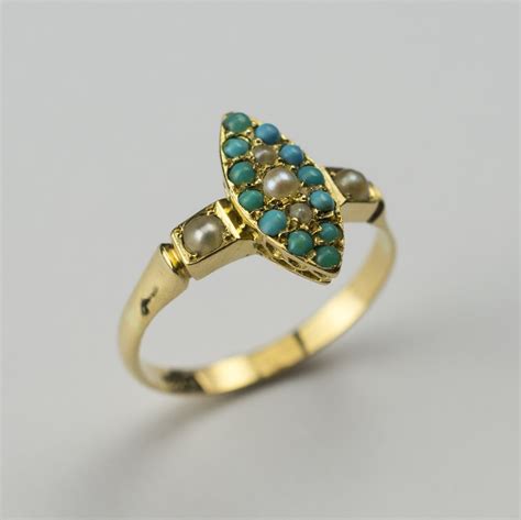 Antiques Atlas Antique Turquoise And Pearl Ring 18ct Gold