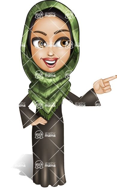Young Muslim Woman Cartoon Vector Character 102 Cartoon Poses Point 2 Graphicmama
