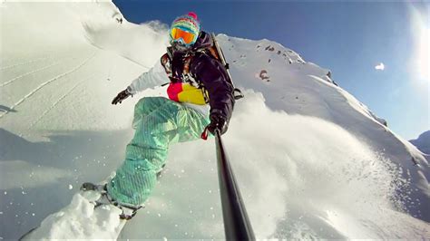 Gopro Hd Hero Camera Snowboarding With The Pole Cam Mount Youtube