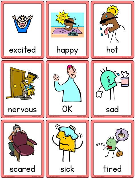 Emotional Words Mood Flash Cards For Kids English Educational Learning