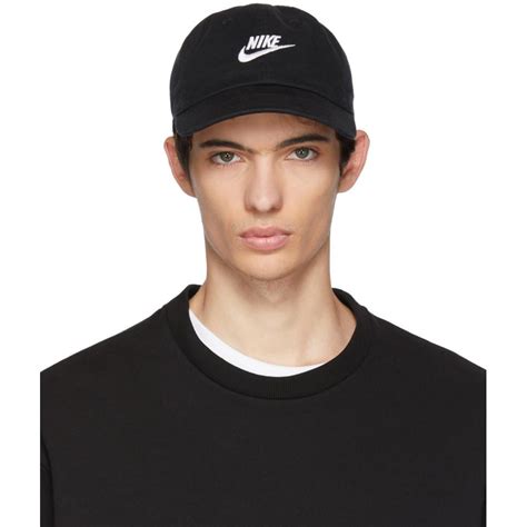 Nike Sportswear Heritage86 Futura Washed Cap In Black White Revolve