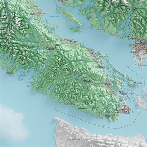Vancouver Island Topographic Map Visual Geomatics Wall Map Studio