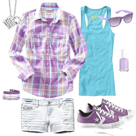 Summer Camp Fashion Cute Button Up Plaid Shirts Summer