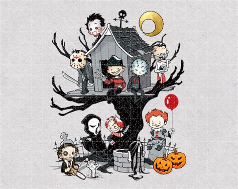 Funny Chibi Horror Characters Png Happy Halloween Halloween Etsy