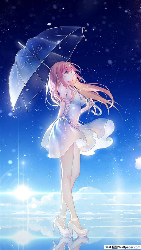 Beautiful Anime Girl In The Night Anime Galaxy Girl Hd Phone Wallpaper