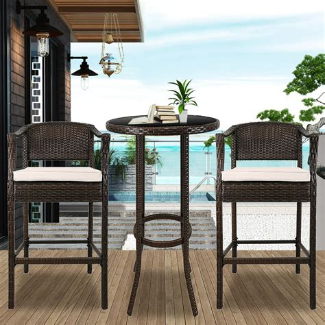 Bar Height Bistro Sets 3 Piece Outdoor Bar Table And Stools Set Patio