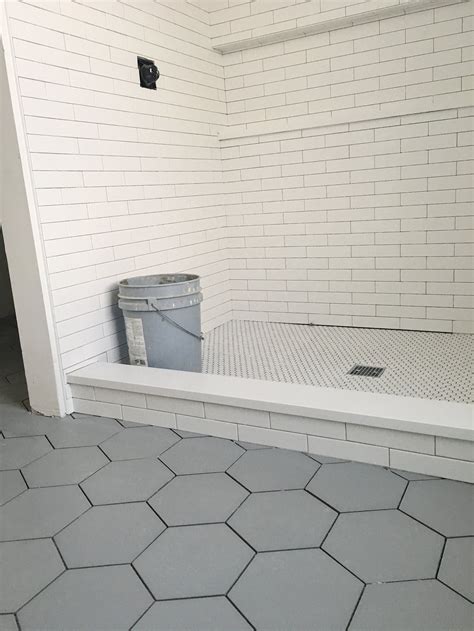 20 Gray Hexagon Floor Tile Bathroom