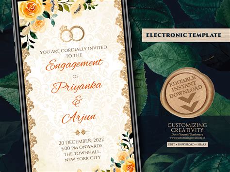 Indian Ring Ceremony Invites Digital As Engagement Invitations Etsy