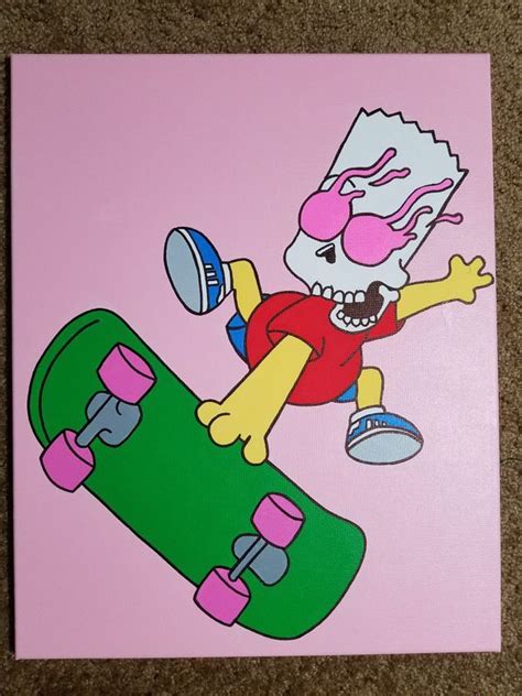 Bart Simpsons Painting In 2020 Hippie Painting Canvas Art Painting