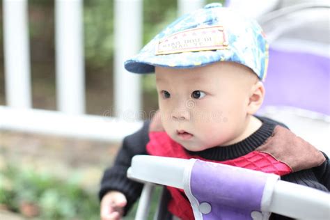 Cute Baby Boy Sitting In Stroller Stock Image Image Of Leisure