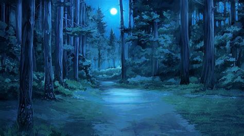 Hd Wallpaper Moon Everlasting Summer Moonlight Forest Clearing