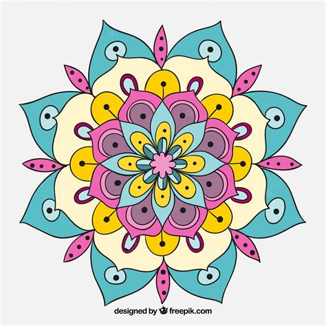 Free Vector Hand Drawn Colored Mandala