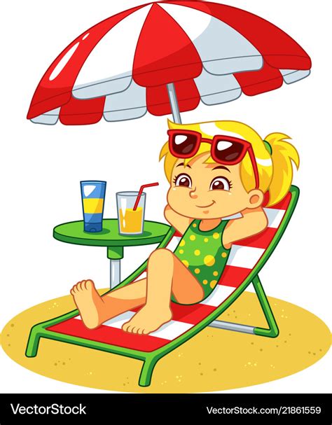 Girl Sunbathing And Relaxing On The Beach Vector Image