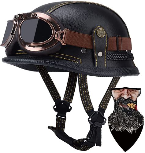 Buy Halyingmotorcycle Retro Half Helmet German Style Leather Half Face