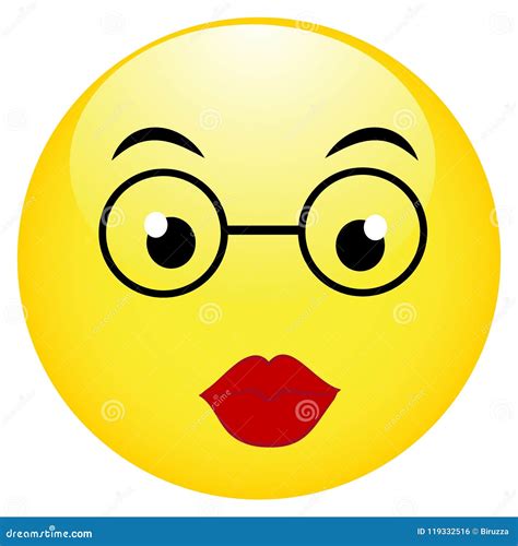 Cute Smiling Emoticon Wearing Eyeglasses Emoji Stock Vector