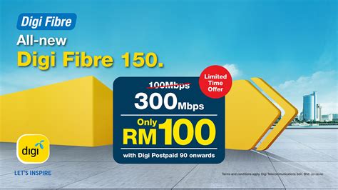 Digi Fibre 150 offers a high-speed of 300Mbps from as low as RM100/month for a limited time ...