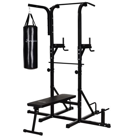 Soozier Home Gym Power Tower With Bench And Punching Bag Multi