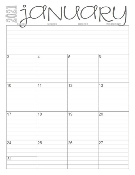 Free Printable Lined Monthly Calendar 2020 Mardianafapet