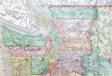 C 1898 Rand Mcnally And Co Map Of Washington M 14471 000 Antique