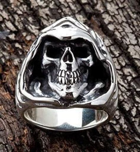 Grim Reaper Ring Silver Skull Ring Goth Ring 925 Sterling Etsy