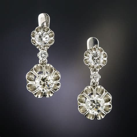 Vintage Platinum 260 Carat Diamond Dangle Earrings Vintage Jewelry