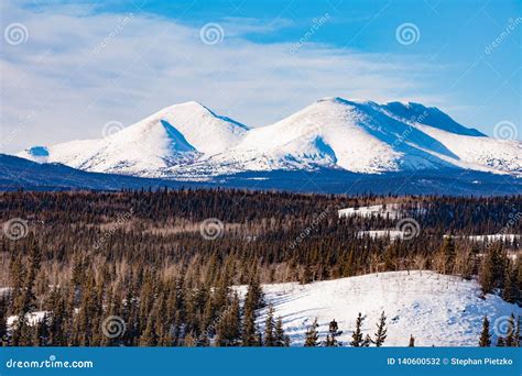 Snowy Winter Mountain Landscape Yukon Yt Canada Stock Photo Image Of
