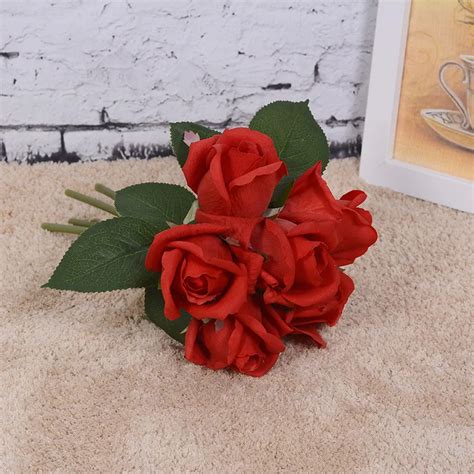 6 In 1 Real Touch Roses Bouquet For Wedding Floral Arrangement