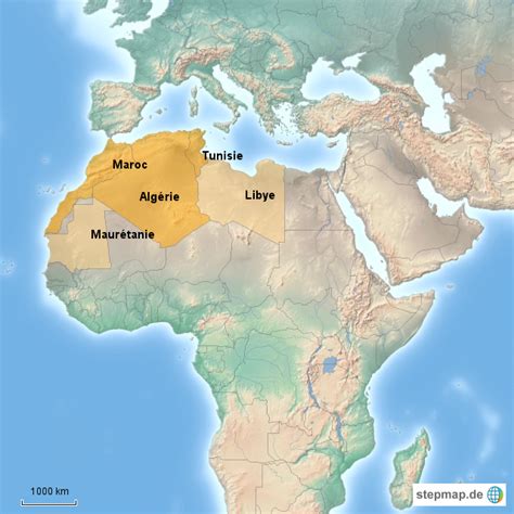 Maghreb Von Vmettler Landkarte Für Nordafrika