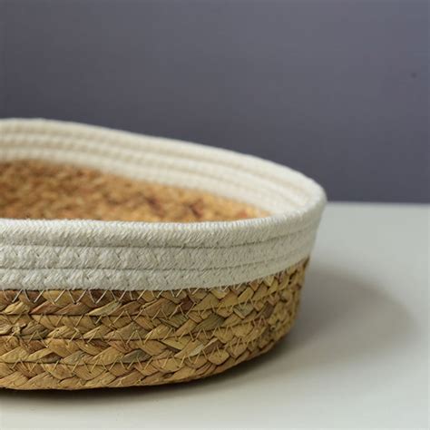 Jute Rope Two Tone Bread Basket Fruit Basket Natural And White