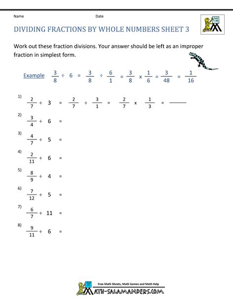 Dividing Fractions Using Models Worksheet