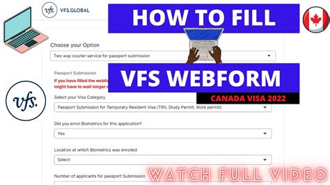 How To Fill Vfs Webform For Passport Submission What After Ppr Step By