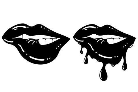 Dripping Lips Svg Dxf Png Files For Cricut Dripping Lip Gloss Black